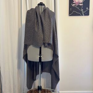 Gray Gold Heart Oversized Scarf Wrap Shawl Blanket Lightweight Soft 51x102